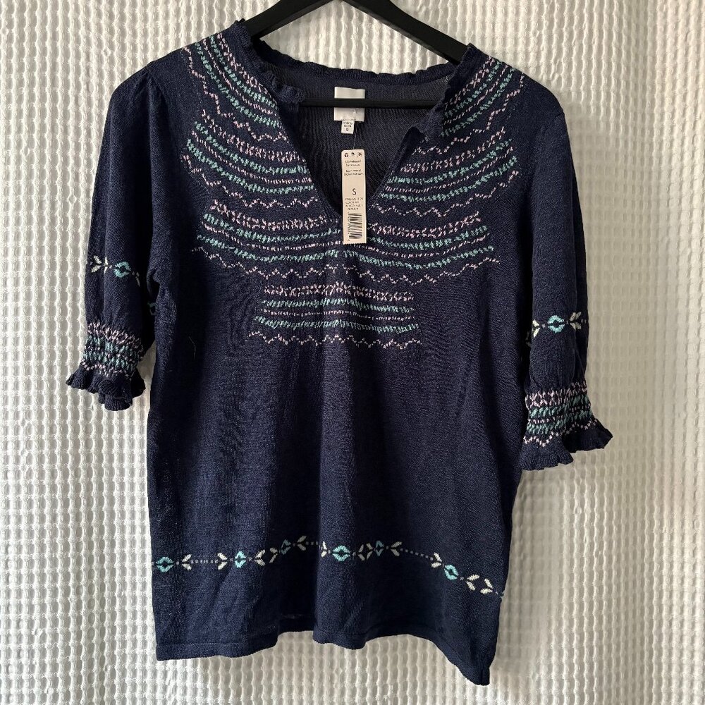 Nic+Zoe NEW Intarsia Stitches Sweater, size small